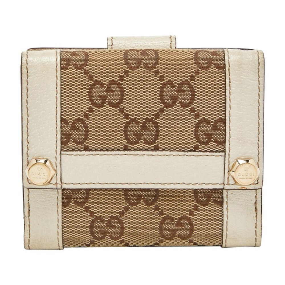 Gucci Beige/Off White GG Canvas and Leather Compact Wallet